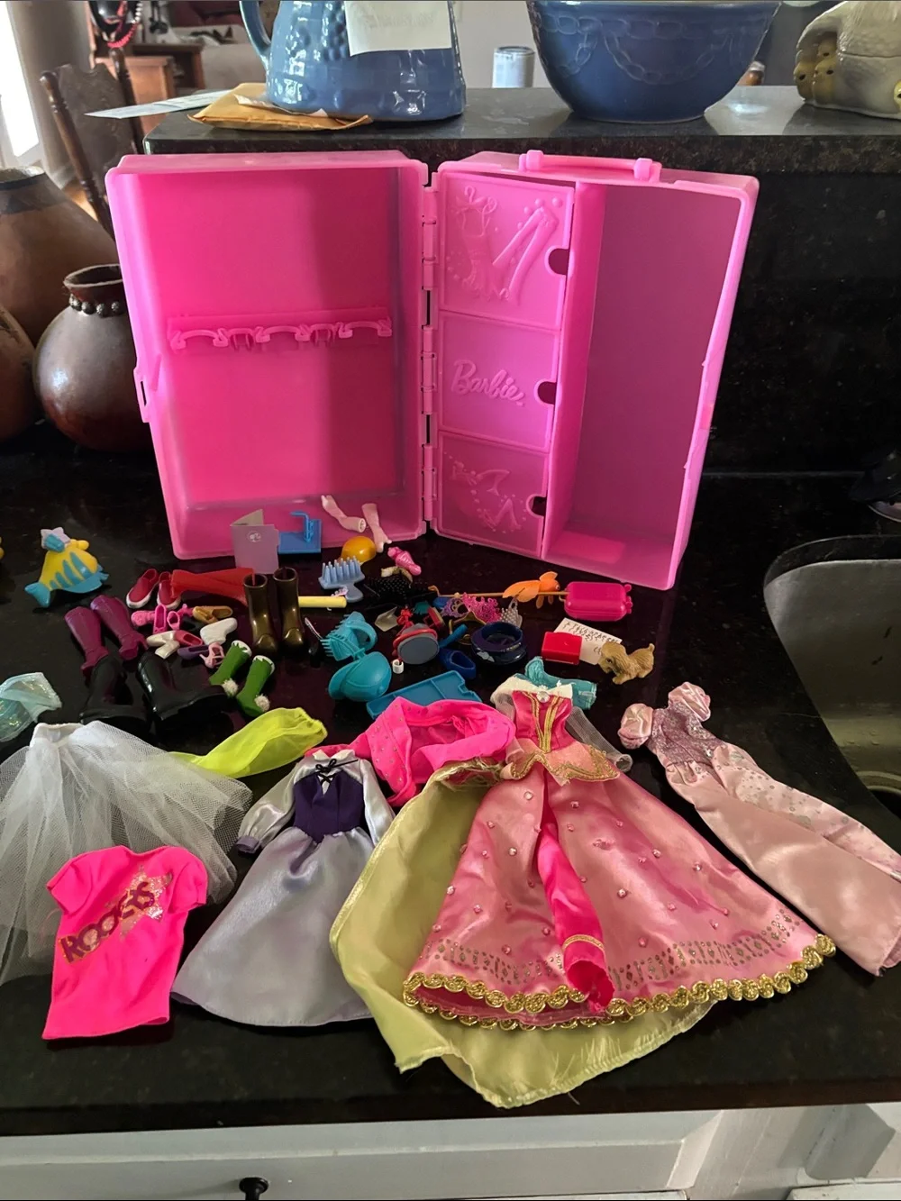 Barbie Pink and Black Doll Case Plus
